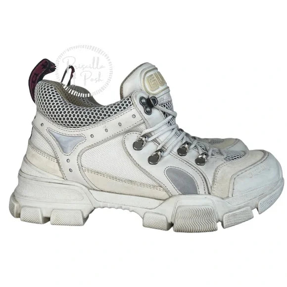 Gucci White Leather Reflective Chunky Sneakers Lug Sole 9