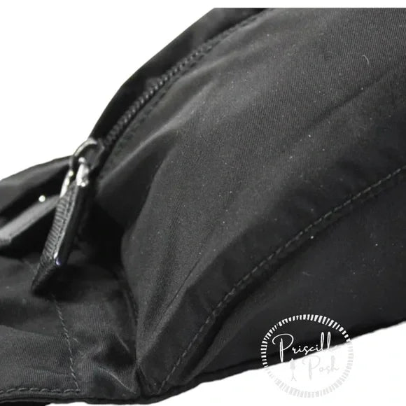 Prada Black Belt Bag Waist Bag Triangle Logo Nylon and Leather Silver Buckle