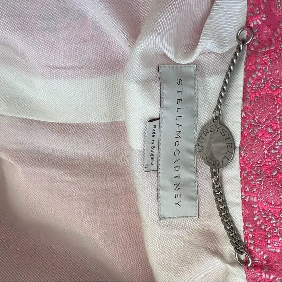 Stella McCartney Bright Pink Floral Paisley Jacquard Long Line Blazer Jacket