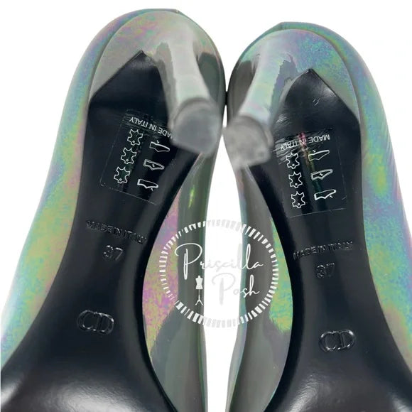 Christian Dior Graphite 'Sublime' iridescent leather pumps High Heel rainbow 37