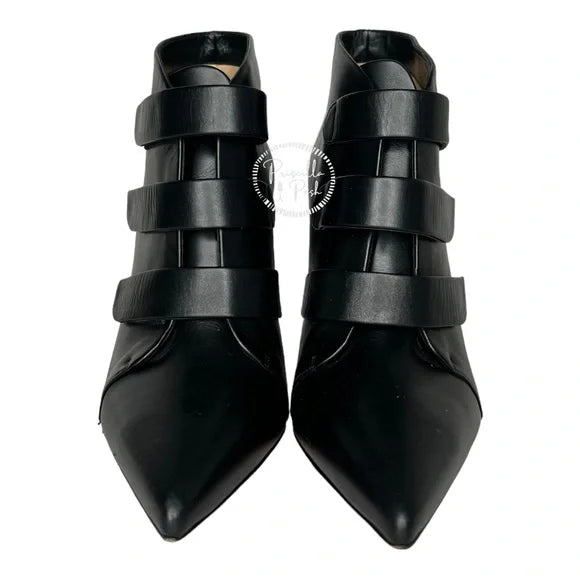 NEW Christian Louboutin Black Leather Triniboot Stiletto Booties 39