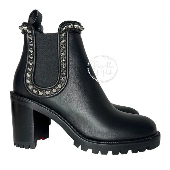NWB Christian Louboutin Capahutta 70 Spiked Leather Chelsea Boots Size 39