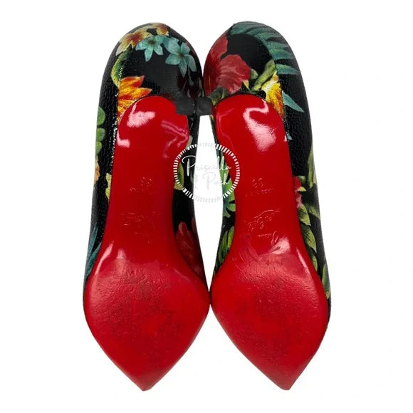 Christian Louboutin Pigalle Follies 55 Hawaii Pumps tropical floral flower heels 38