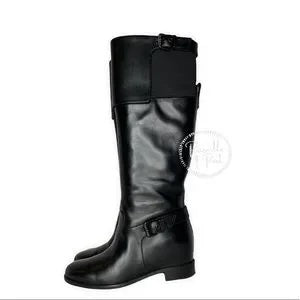 CHRISTIAN LOUBOUTIN Karlanfame Boot Black Leather Knee High Riding Boots